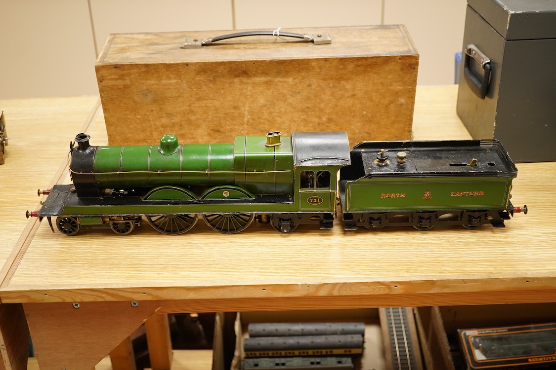 A Gauge One live steam North Eastern Railway 4-4-2 Atlantic tender locomotive, No.731, four cylinder compound, the original locomotive designed by W.M. Smith, Wilson Worsdell’s Chief Draftsman in 1906, with Walschaerts v